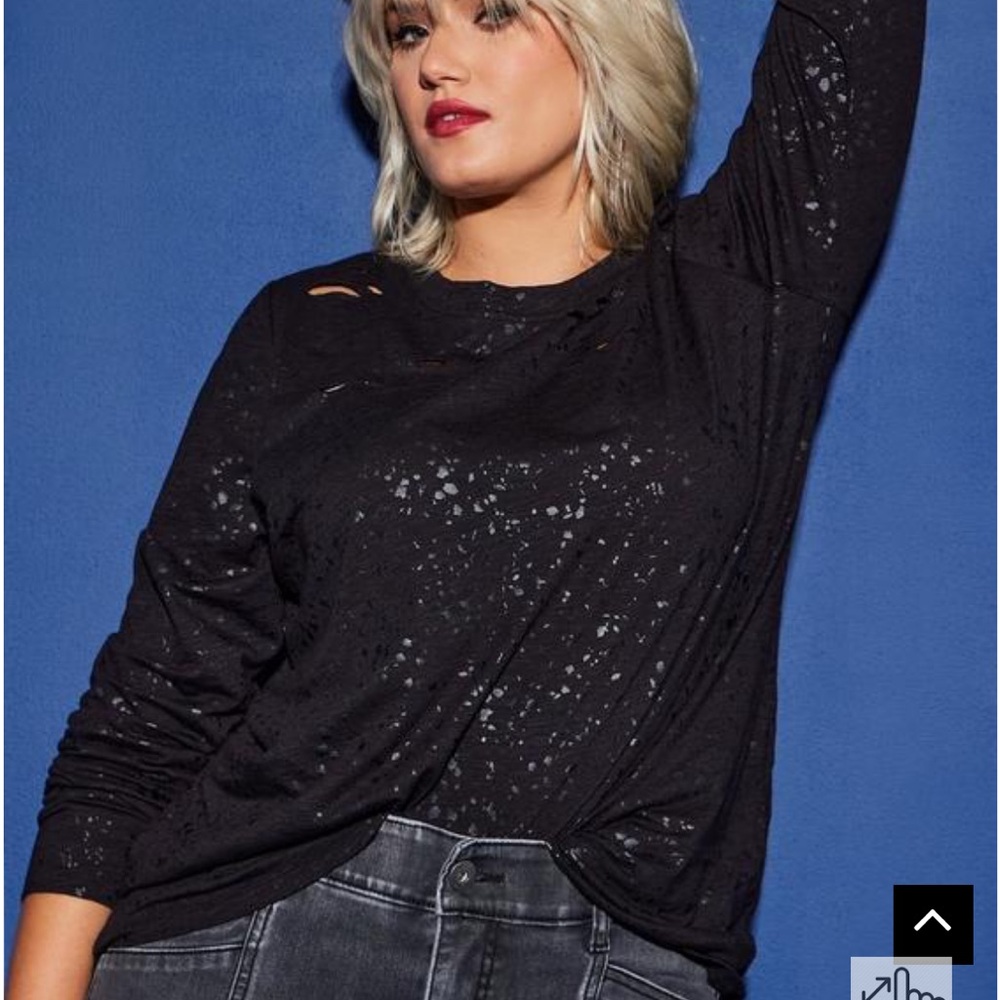 Torrid LoveSick Super Soft Slub Distressed Long Sleeve Top Size 1X - Picture 8 of 11
